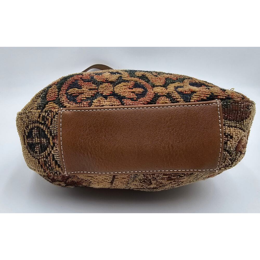 Vtg 90s/Y2K Fossile Tapestry Tan Multi Fabric Shoulder Bag - Picture 3 of 11